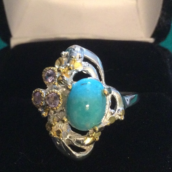 Genuine Turquoise with Tanzanite Ring